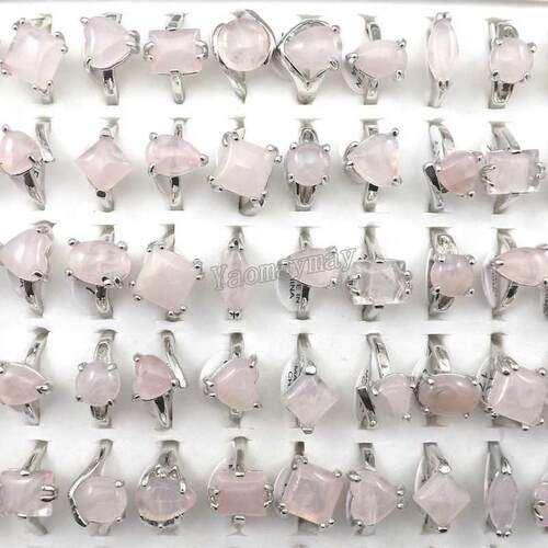 Fashion Natural Light Pink Crystal Rings Women's Jewelry 50p