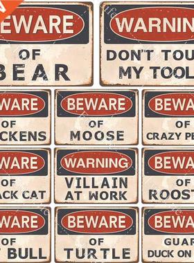 Beware of Dog Vintage Metal Poster Warning Danger Retro Meta