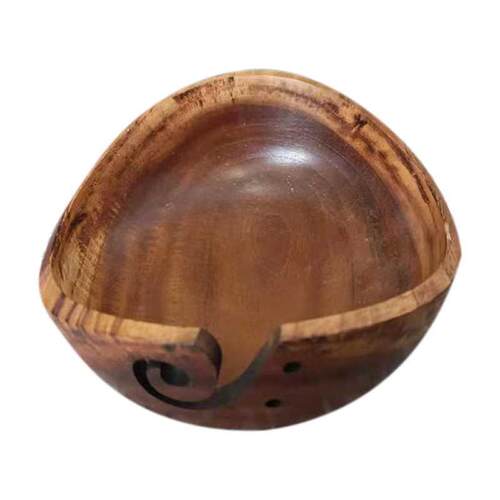 Wooden Yarn Bowl Holder,Knitting Wool Storage Basket with Ho