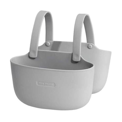 B0KB Kitchen Hanging Drain Basket Double Pocket Kitchen