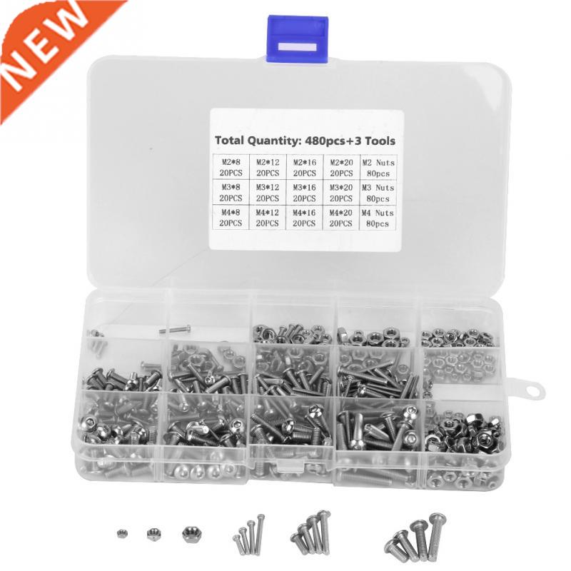 480pcs M2M3M4 Machine Screws Set Fasteners for Laptop/ Hard