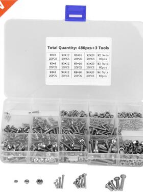 480pcs M2M3M4 Machine Screws Set Fasteners for Laptop/ Hard