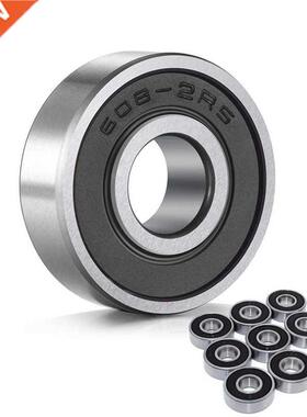 100Pcs 608-2RS Skateboard Bearing,Rolling Bearings Silver, 8