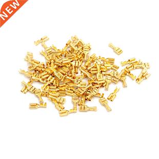 100pcs/lot 6.3mm Female Crimp Terminal Connector Gold Brass