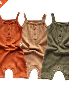 2022 New Baby Waffle Rompers Summer Cotton Newborn Bosuits