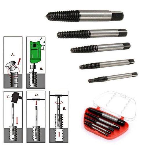 5Pcs Screw Extractor Drill Bits Speed Out Tools Guide