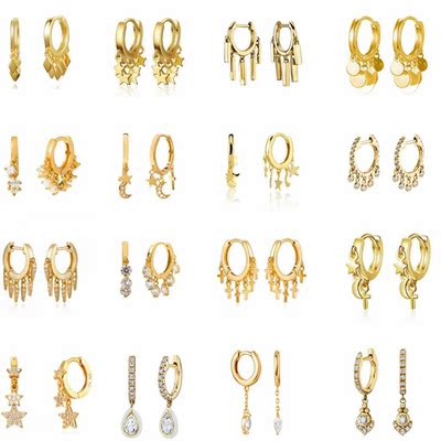 Luxury Sparkling Solid 925Silver Ear Buckle Hanging Pendient