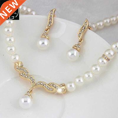 Creative Gold Color Necklace + 1 Pair Earrings Wedding rida