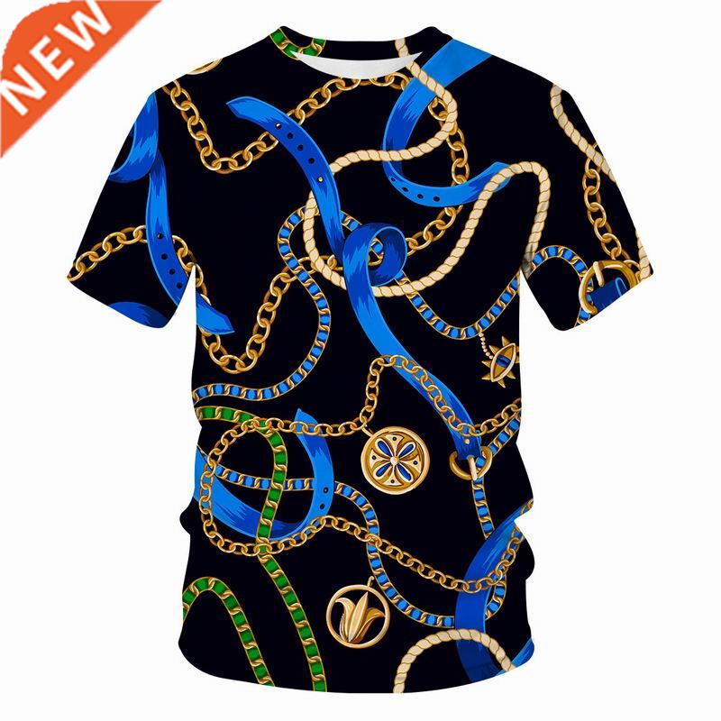 2022 New Summer Chain series t shirt men/women 3D printed ca