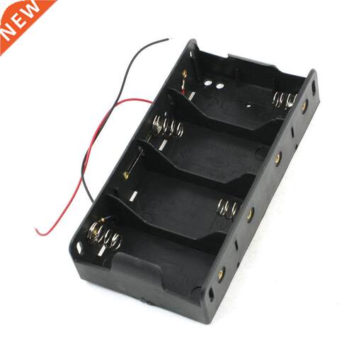 Spring Clip Black 4 x 1.5V D Size Batteries Holder Case