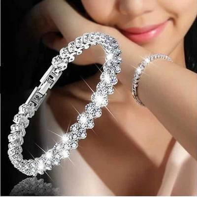 Women Silver Color Rose Gold Bracelet for Female Crystal Hea