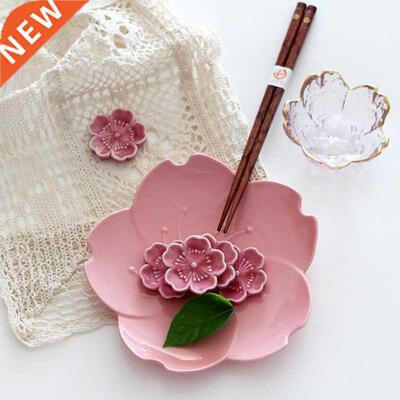 Ceramic Colorful Sakura Blossoms Chopsticks Holder Spoon For