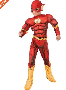 Boy's Deluxe Flash Costume Fancy Dress Kids Fantasy Comics M