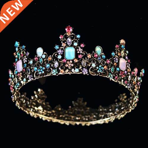 KMVEXO Baroque Royal Queen Crown Colorful Jelly Crystal Rhin