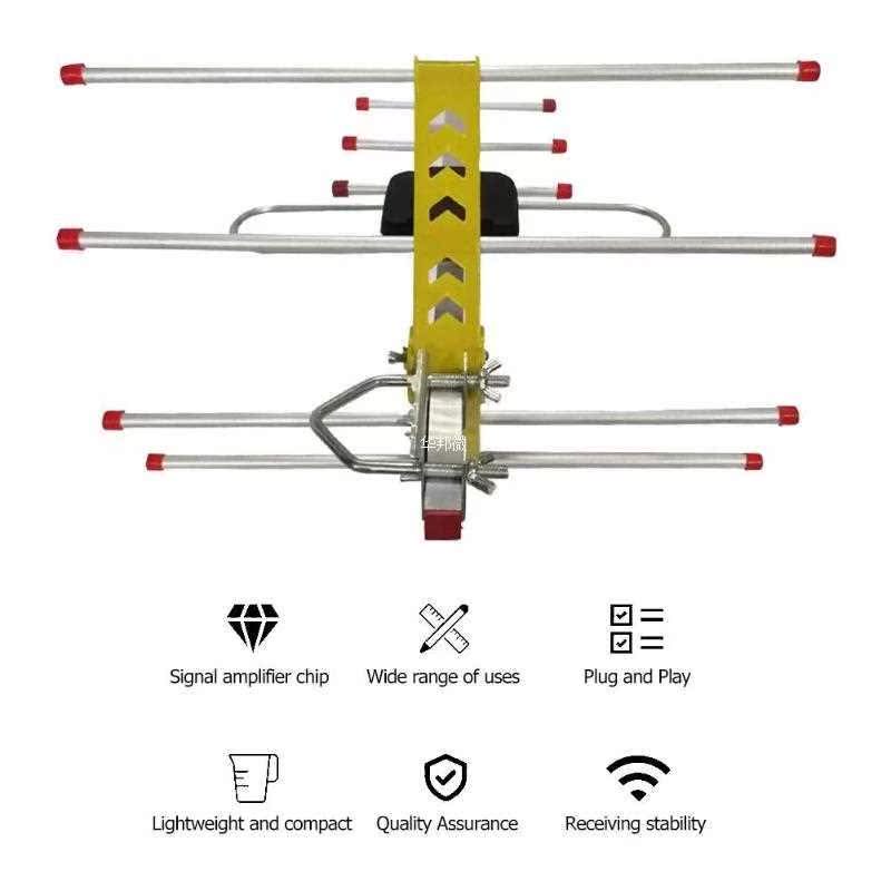 100 Miles Range 360 Rotation Digital Outdoor TV Antenna UHF