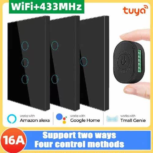 Touch Switch US Standard White Crystal Glass Panel Touch