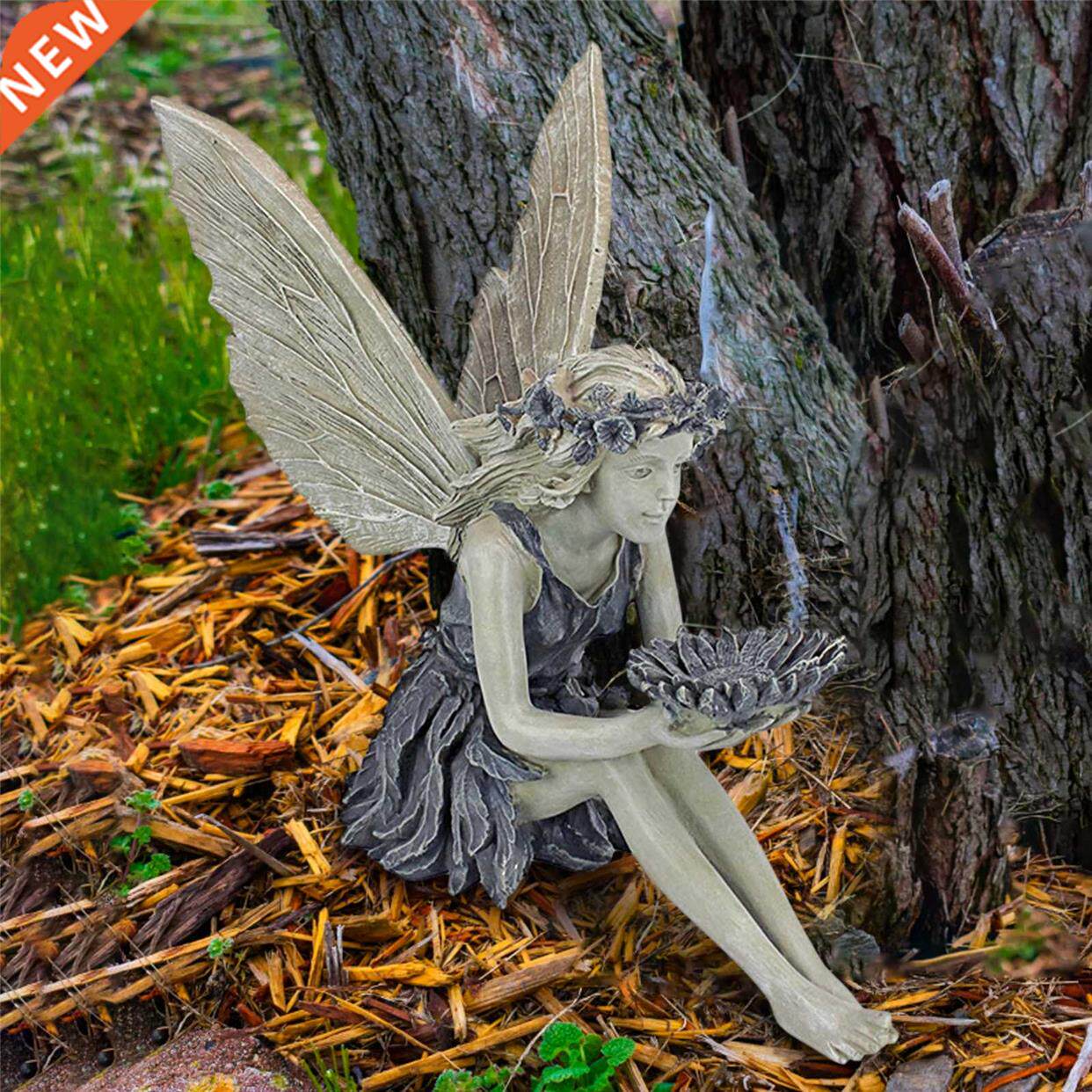 Fairy Sitting Garden Statue Ornament Decoration Resin图片