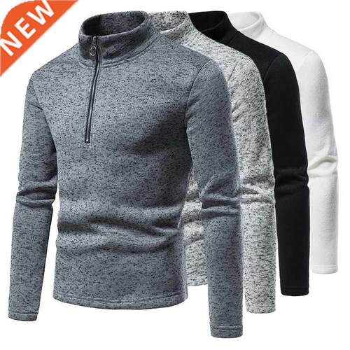 2022 New men's solid color base shirt high neck long sle
