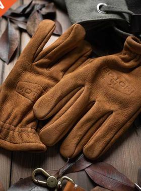 Men's Frosted Genuine Leather Gloves Men Motorcycle Riding F