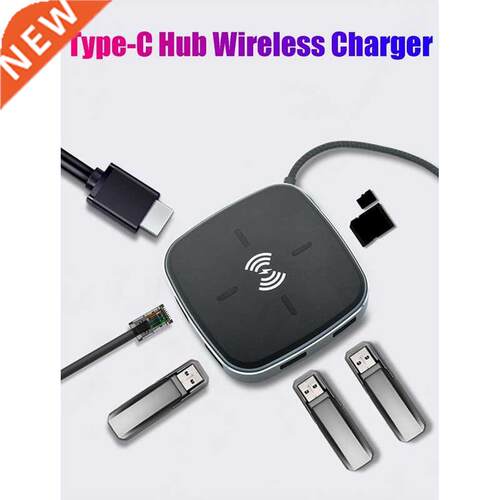 Type C Hub 9 In1 Docking Station Wireless Charger HDMI-Compa