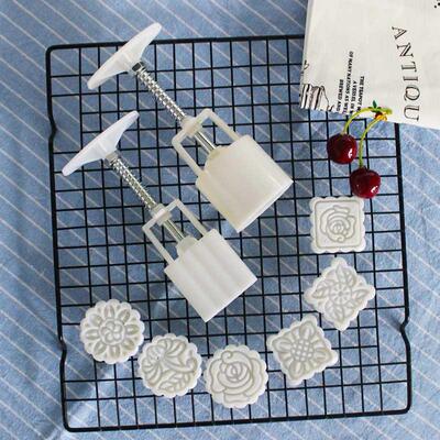 6 Style Round/Square Flower Mooncake Mold Set 100g Mid Autum