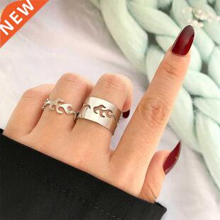 UMKA rendy Gold Silver Color Flame Rings For Women Men Lover
