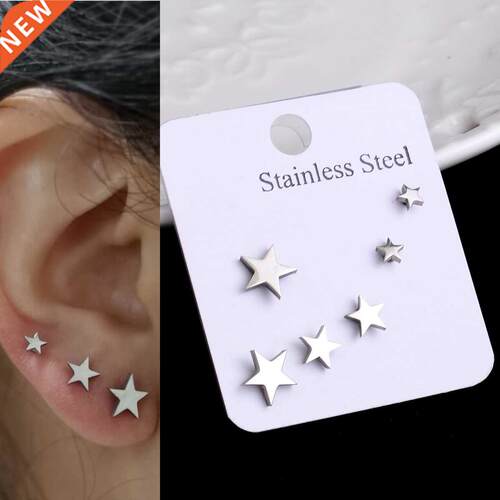 Stainless Steel Earrings Small Cute Butterfly Star Moon Hear