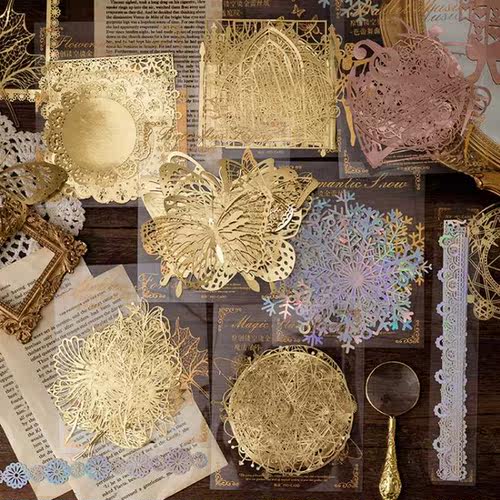 10pcs/pack INS Scrapbooking paper Bronzing Lace Decoration p