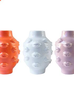 Ceramic Sculpture Vase, Creative Lip Vases, Decoration