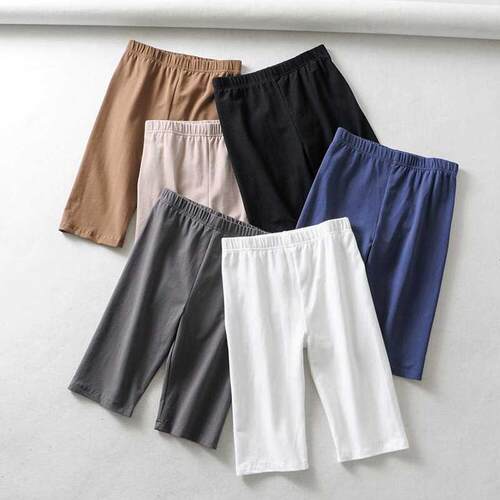 sexy woen cotton high waist elastic pure color sli Knee-Le