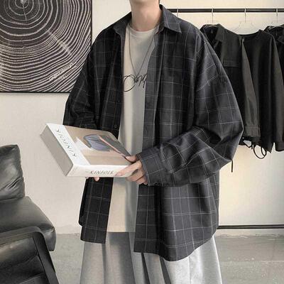 Plaid Shirt Men's fashion brand ins casual versatile shirt K