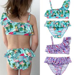 -16Years Girls Swimwear Two-pieces New 2021 Print Swimwear