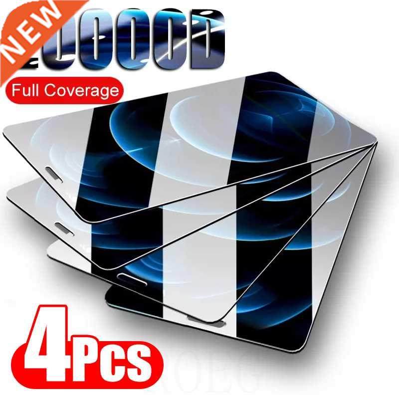 4Pcs Full Coverage Tempered Glass For iPhone 11 12 13 Pro Mi