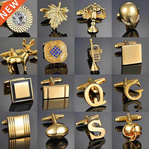 Quality Gold Color Cufflinks Letters/Alien/Square/Dragon/Map