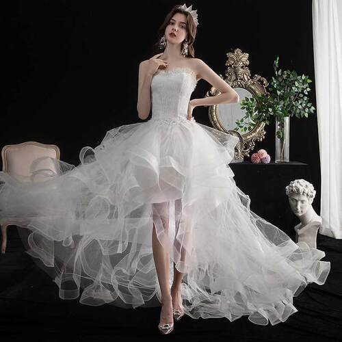 Vestido De Noiva 2021 New Front Short Long Back Strapless We