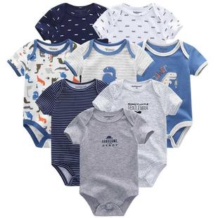 8pcs Newborn Baby Boy Clothes Breathable Cotton Short Sleeve