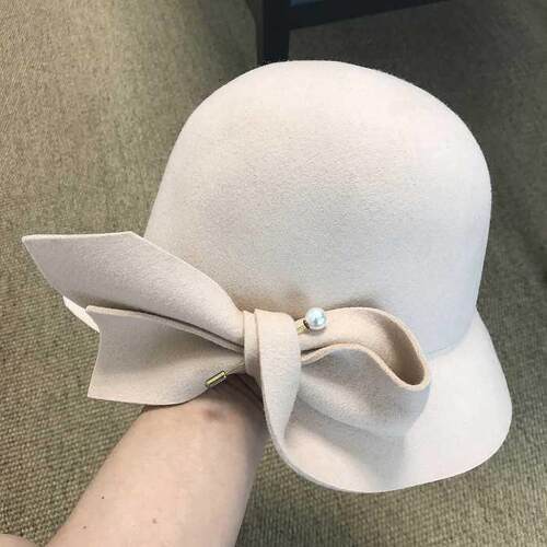 2019 Autumn And Winter New Bucket Basin Of Bowknot Pearl Woo