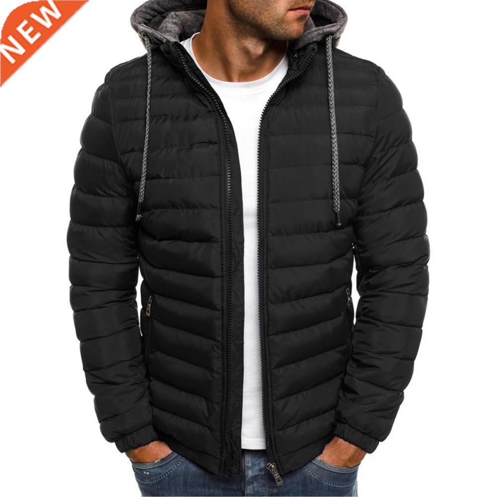 Men Winter Parkas Down Coat Solid Hooded Cotton Coat Jacket