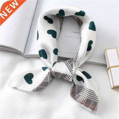 Wo Small Satin Silk Scarf Square Print Wrap Foulard Femme Ha