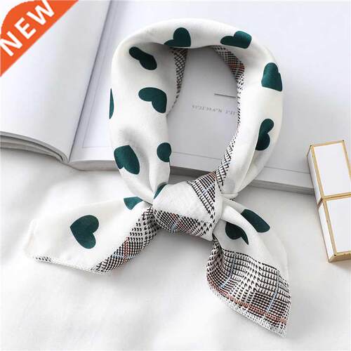 Wo Small Satin Silk Scarf Square Print Wrap Foulard Femme Ha