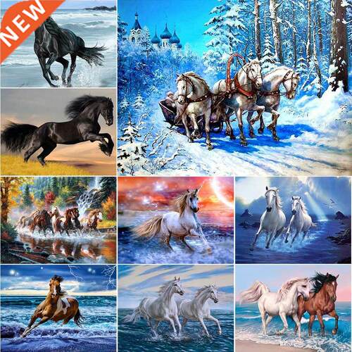 5D DIY Diamond Painting Animals Horse Winter Cross Stitch Ki