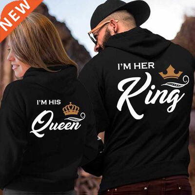 Printing Her King His Queen Lover Hoodies Harajuku Womens Cl