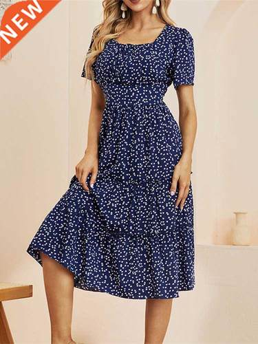 Summer Love Pattern Dot Print Dress Women 2022 New Casual Sh