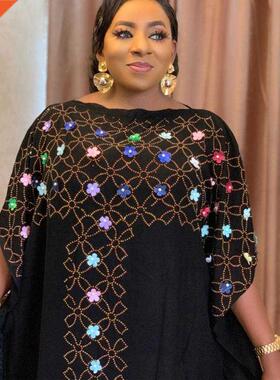 New Chiffon Long Stick Diamond Free Size Sequin Dress For Af