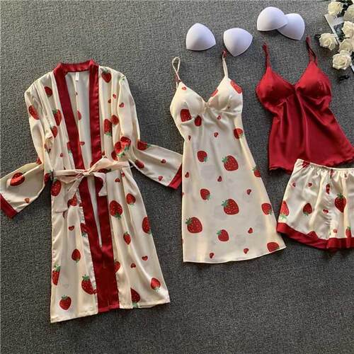Pajamas for Women Pijama Mujer 4 Piece Set Sexy Ladies Pyjam