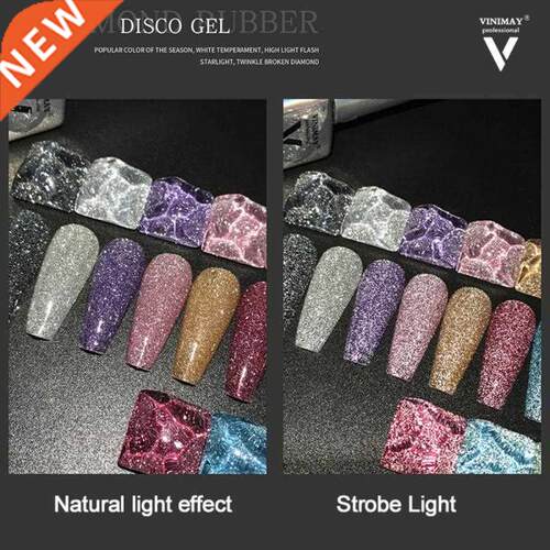 HANBI 9 Colors Nail Gel Reflective Glitter Glue Bright