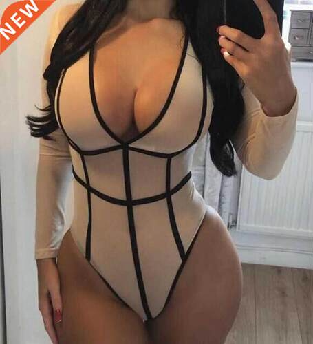 Hirigin Sexy Women White Sheer Mesh Lce Striped Print Jumps