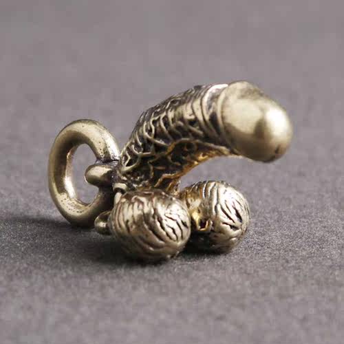 Creative Brass Male Penis Pendant Keychain Pendant Fun Simul