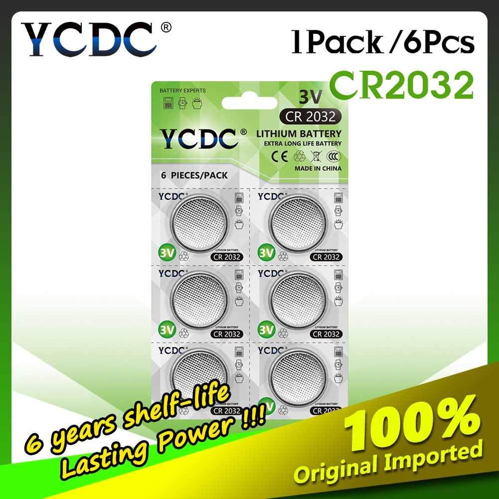 6pcs/1Cards CR2032 Lithium Button Batteries DL2032 ECR2032