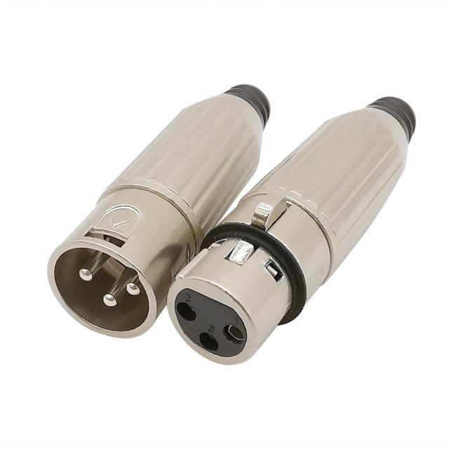 2Pcs 3 Pin XLR Male Female Connector Plug Metal XLR Audio Sp